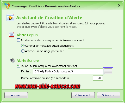 Emettre un son spécial lorsque qu'un contact ce connecte . Alerte4