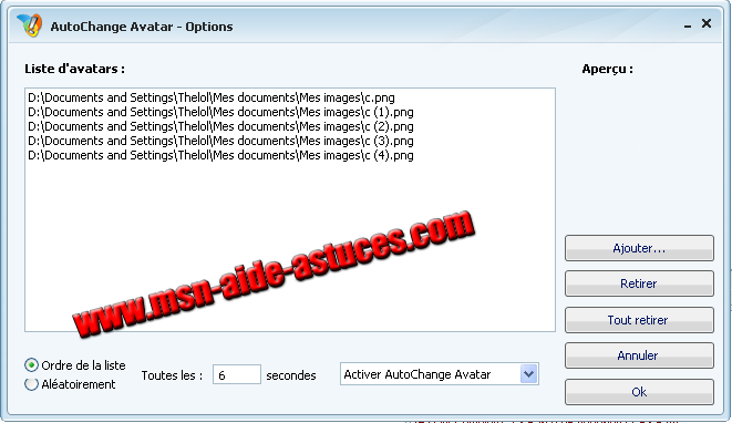 Faire défiler ses Avatars Autochange2