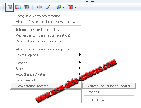 Conversation Toaster : affiche le texte dans une pop-up Toaster2